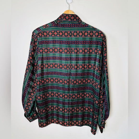 Beautiful Vintage 100% Silk Multicolor Stripe Paisley Floral Print Top Size 8 - Picture 4 of 13